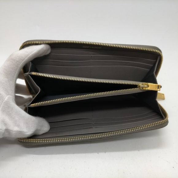 Saint Laurent Long Wallet Gray Leather - Picture 4 of 9